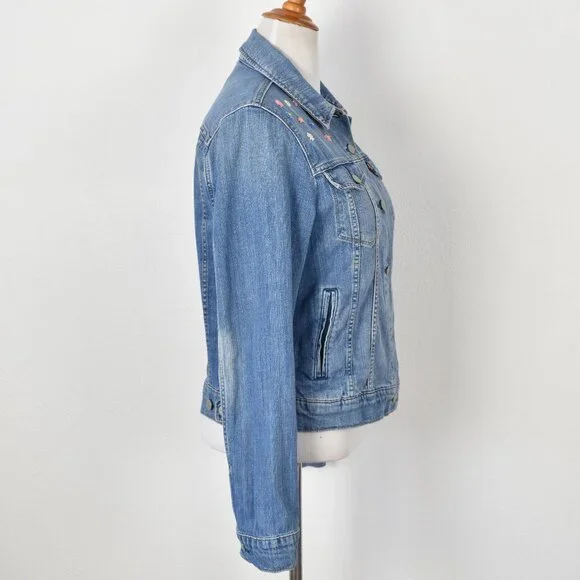 Levi's Flower Embroidered Denim Trucker Jacket - XL - Picture 6 of 10